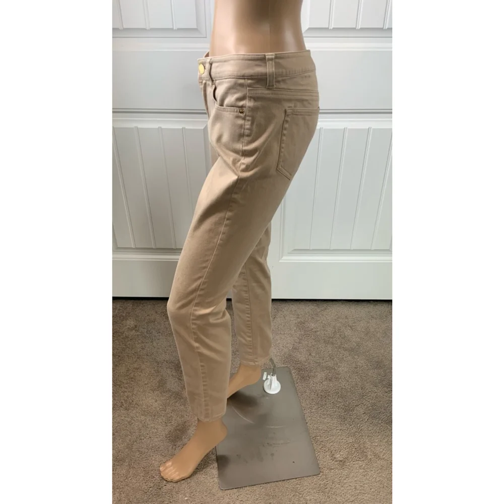 Michael Kors Women's Tan Gold Tone Hardware Cropped Pants Size 2 Preppy Academia